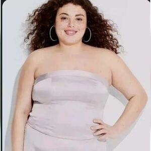 Wild Fable Women's Slim Fit Party Bustier Tube Top Satin Gray - Size S